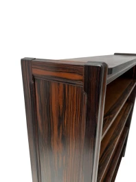 Art Deco Open Bookcase, Macassar Ebony with Oak Shelves, 1920s Design